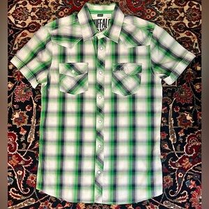 BUFFALO DAVID BITTON 💯% Cotton Striped Button Down Shirt Sleeve Shirt Size S
